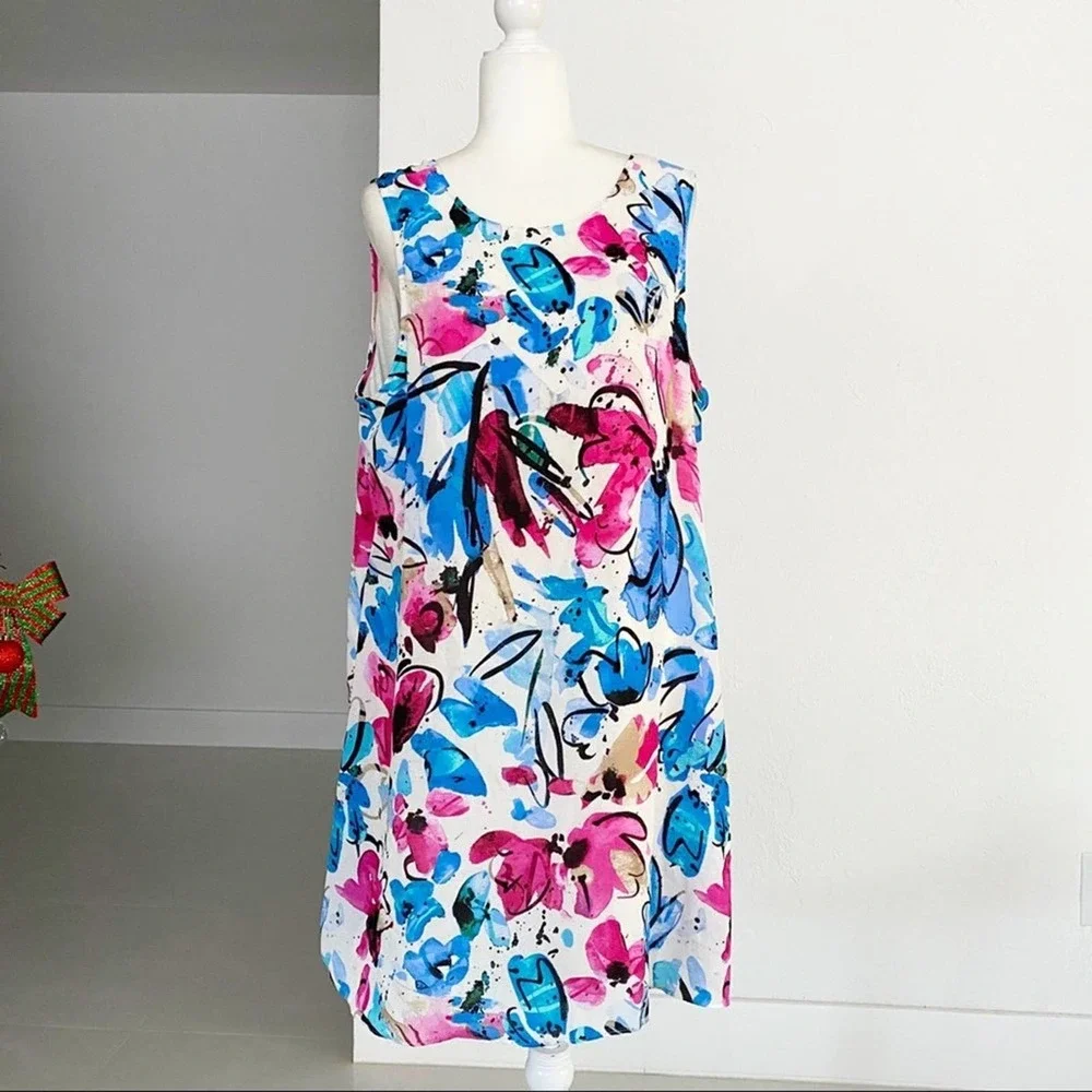 Nic+Zoe Vibrant Flora Sleeveless A-Line Dress - Picture 5 of 9